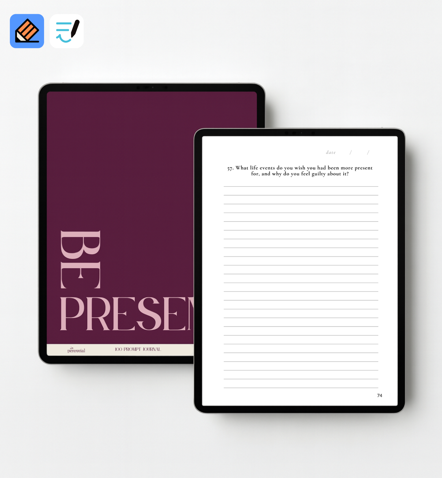 Be Present - 100 Guided Prompt Journal (Digital) in Perennial