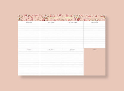 Weekly Planner Notepad - Pink Floral