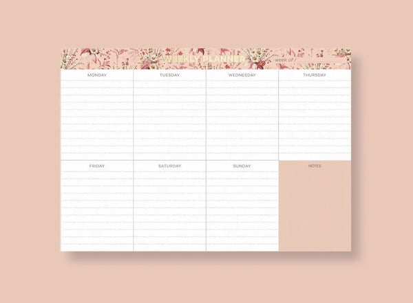Weekly Planner Notepad Pink Floral | Tear-Off Desk Pad – In Perennial ...